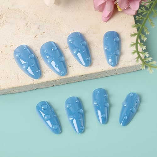 Cat's Eye Press on Nails Short Almond Fake Nails Acrylic Kit