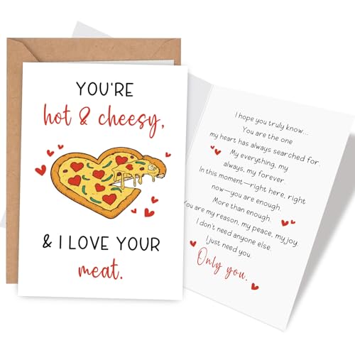 Funny Pizza Pun Valentine's Day Card for Him - Cheesy Love Message