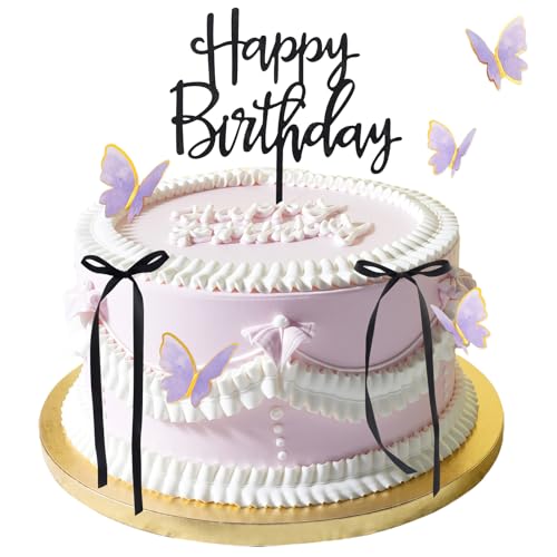 17PCS Butterfly Cake Toppers with Bows for Birthday Parties