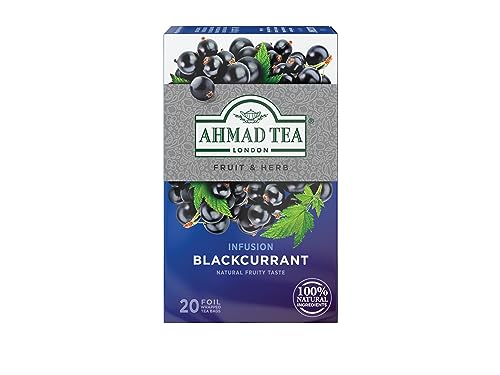 Ahmad Tea Blackcurrant Herbal Infusion Tea, Decaffeinated, 20 Tea Bags