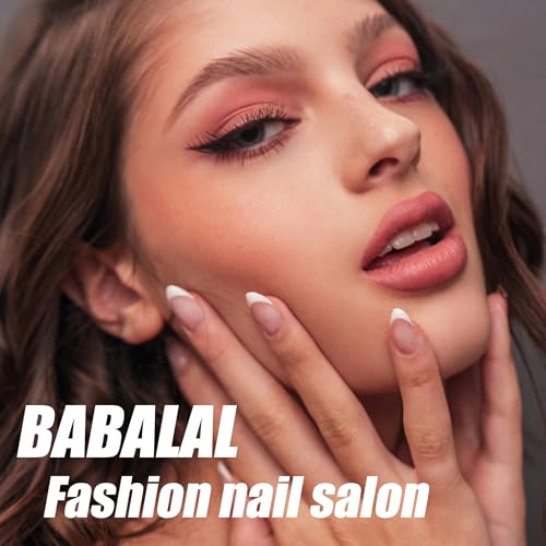 BABALAL Medium Almond Press on Nails French Tip Yellow Pink 3D