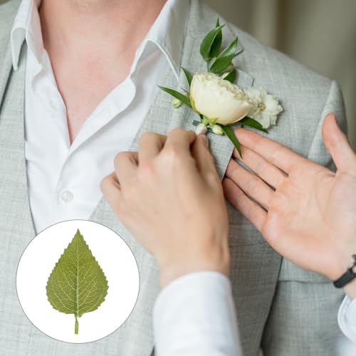 30 PCS Artificial Green Leaves for Wedding Bouquets & Crafts