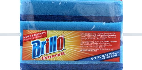 Brillo Estracell No Scratch Scrub Sponge with Wedge Edge, 3-Count