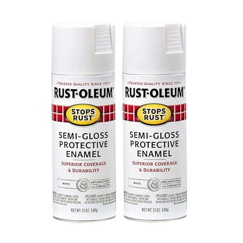 Rust-Oleum Stops Rust Semi-Gloss White Spray Paint, 12 Ounce (Pack of 2)