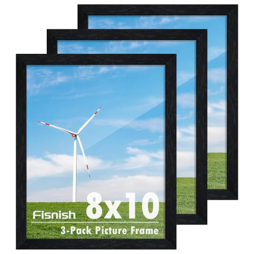 Fisnish Black Woodgrain 8x10 Picture Frame Set of 3 - Wall & Tabletop Display