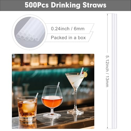 500 Pcs Clear Cocktail Straws - 5 Inch Short Bar Straws