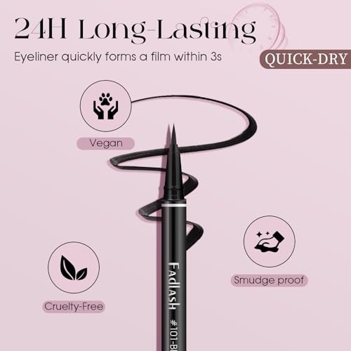 FADLASH Waterproof Liquid Eyeliner Pen - Black Matte Smudge-Proof