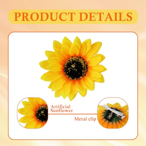 Erioctry 6PCS Sunflower Hair Alligator Clips 10cm Yellow Floral Barrettes
