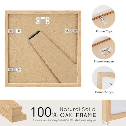 Beige Puthiac 6x6 Solid Oak Picture Frame with 4x4 Mat, Natural Wood Finish