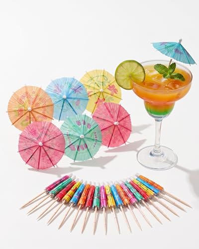 ZILAMGOO 40-Pack Cocktail Umbrellas for Drinks, Mini Paper Parasol Picks