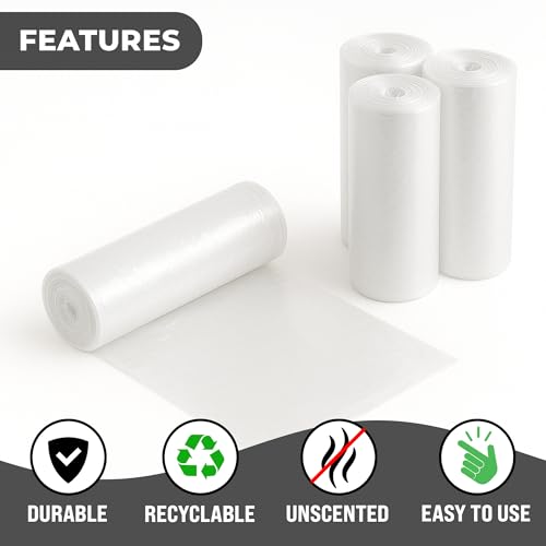 4 Gallon Clear Trash Bags - 200 Count Lightweight Wastebasket Liners