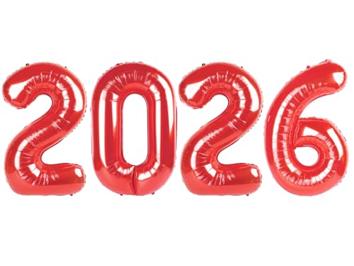 40 Inch Red 2026 Balloon Number for Graduation & New Year Celebrations