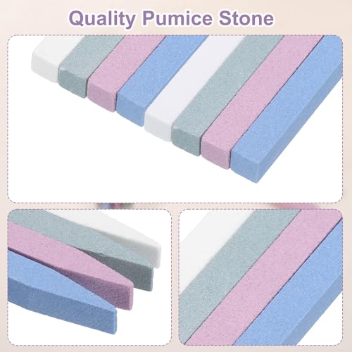 HARFINGTON 4pcs Pumice Stone Nail File & Cuticle Pusher Manicure Tool