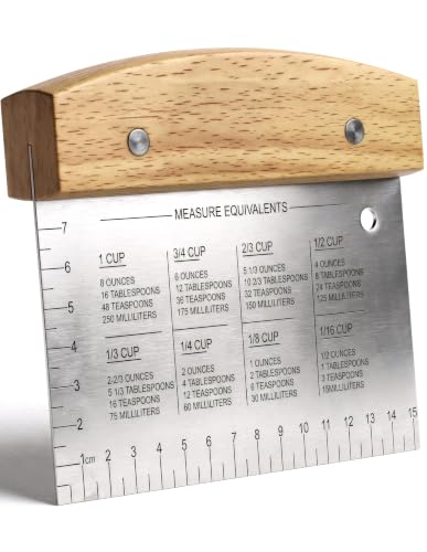 Superbaking 6-Inch Bench Scraper with Wooden Grip & Stainless Steel Blade