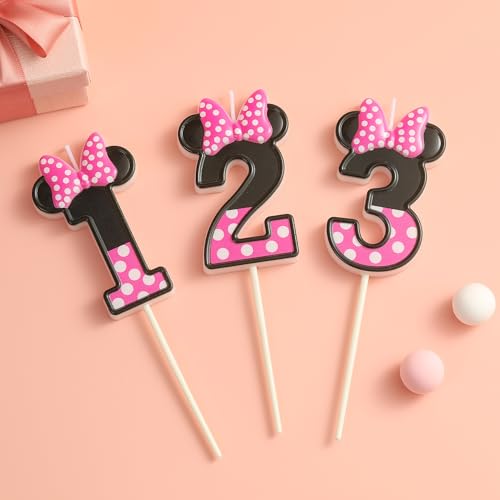 2.76 Inch Pink and Black Cartoon Number 2 Birthday Candle