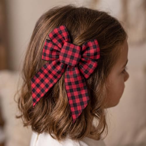 Christmas Wreath Bows 2 Pack - Red Black Buffalo Plaid Holiday Decor