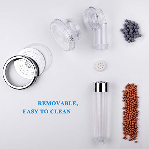 High Pressure Handheld Shower Head with Ionic Filter Beads - Transparent