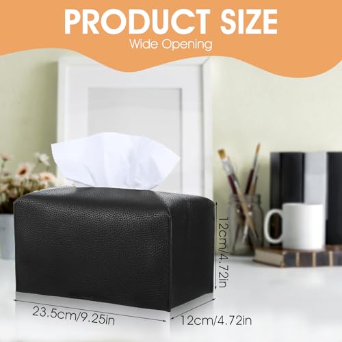 Modern Black PU Leather Rectangular Tissue Box Cover