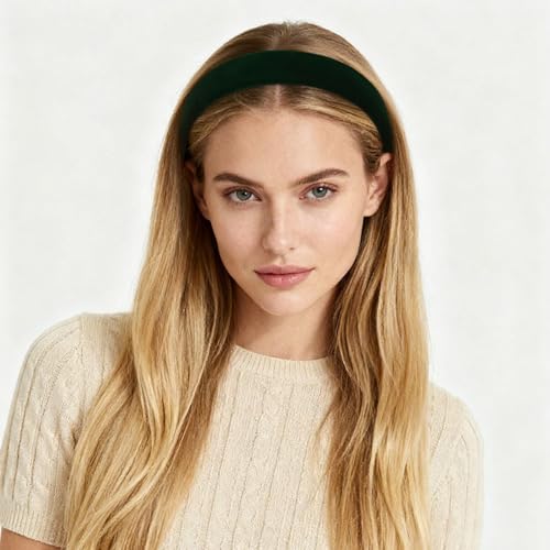 WHAVEL Green Velvet Headband for Women Soft Solid Plain Hairband