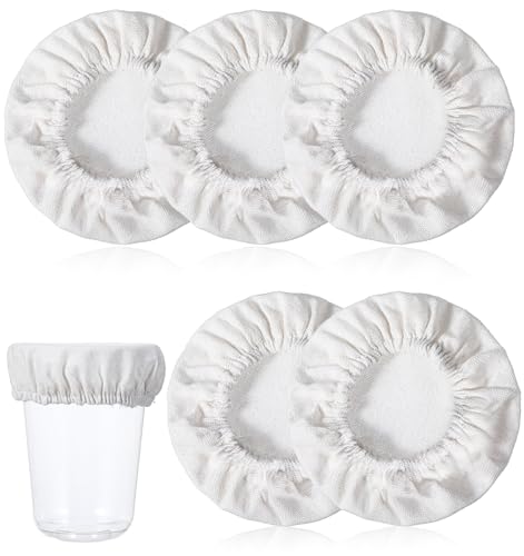 5-Pack Cotton Linen Sourdough Jar Covers, 4-Inch Fermentation Lids