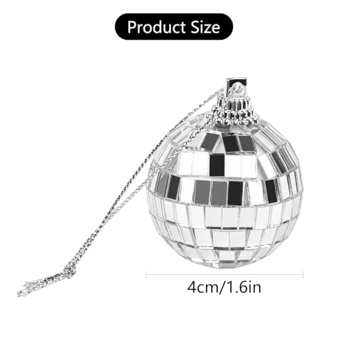 12Pcs Small Disco Mirror Balls with Hanging String for Christmas & Party Decor