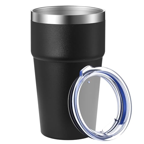 MEWAY 16oz Black Tumbler - Double Wall Insulated Travel Mug