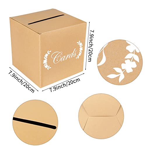 Kraft Wedding Card Box - Rustic Reception Gift Card Holder - 7.9"