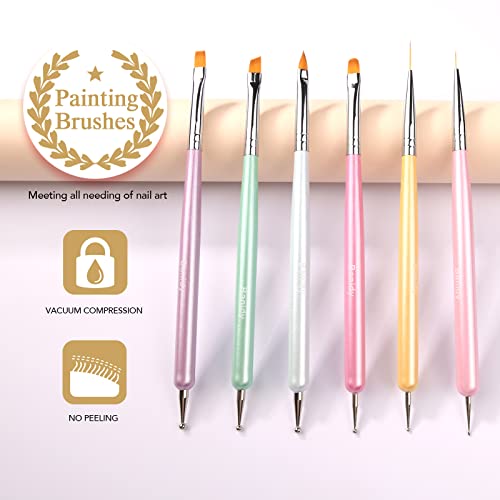 Banidy Dual-Head Nail Art Brushes and Dotting Pen Set for Gel Manicure