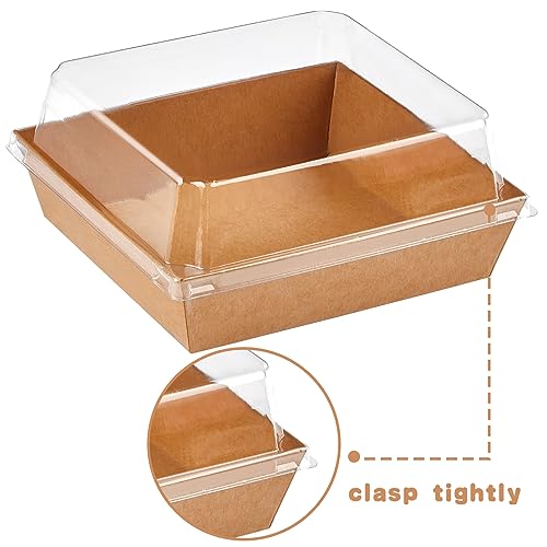 5-Inch Brown Charcuterie Boxes with Clear Lids - 20 Pack