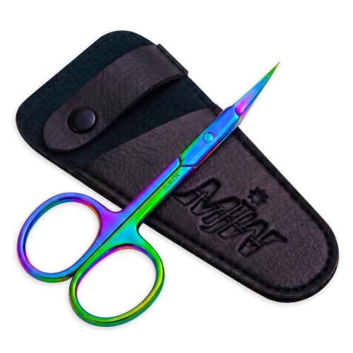 MJW Stainless Steel Cuticle Scissors with Curved Edges & Leather Case