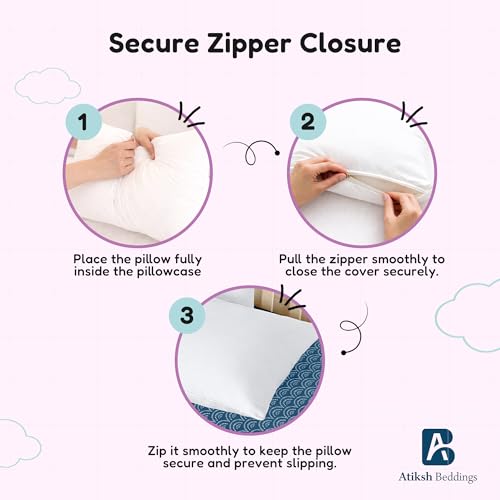 Toddler Travel Pillow Cases - 100% Egyptian Cotton, 2-Pack, Zipper Closure