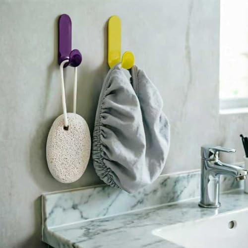 NewTalent 6-Pack Colorful Adhesive J Hooks for Home Organization