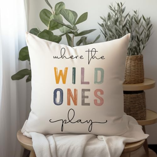 Where The Wild Ones Play 18x18 Soft Plush Throw Pillow Cover for Kids Room