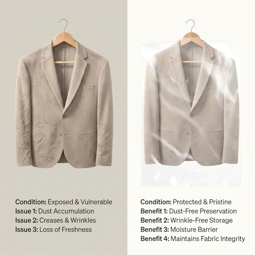 RAINFLOW 30 Pack Clear Garment Bags - 60x90cm Hanging Clothes Covers