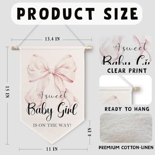 ChissNook Baby Shower Canvas Banner - Sweet Baby Girl Party Decor