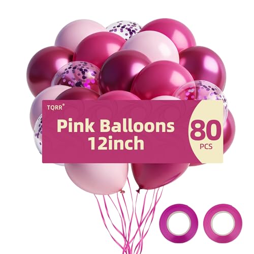 80pcs Pink Balloons - 12 Inch Party Decorations for Events