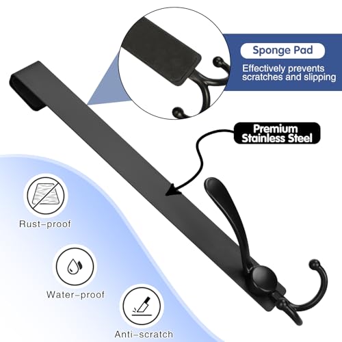 2 Pack Extended Stainless Steel Shower Door Hooks for Frameless Glass
