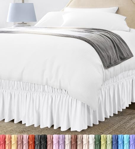 Utopia Bedding Full Size Bed Skirt - Adjustable Ruffle Design, 16-Inch Drop, White