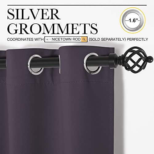 NICETOWN Greyish Purple Blackout Curtains, 34" x 45", Thermal Insulated, 2 Panels