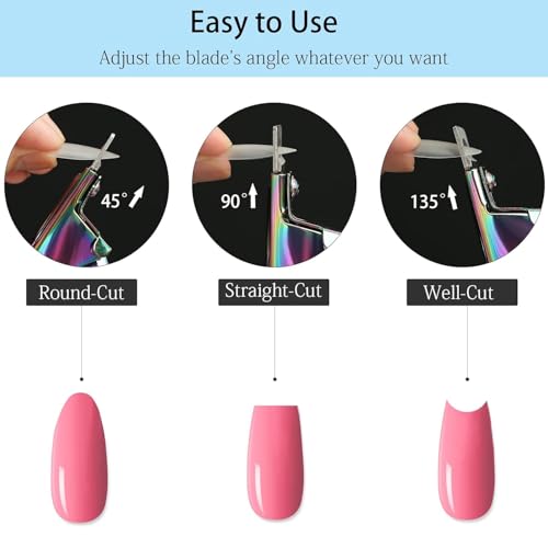 SERADIOO Acrylic Nail Cutter with Magnetic Sizing Guide & Stainless Steel Tip Clipper
