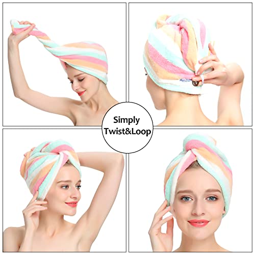 AuroTrends Microfiber Hair Towel Wrap 2-Pack - Quick-Dry Multicolor Set