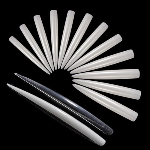 KADS Extra Long Stiletto Nail Tips Clear Half Cover Acrylic False Nails