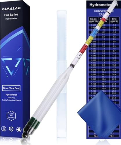 CIMALAB Triple Scale Specific Gravity Hydrometer for Home Brewing & Wine