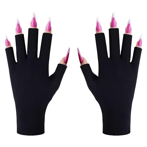 CGBOOM UV Shield Fingerless Gloves for Gel Nail Lamp & Driving UPF 50+