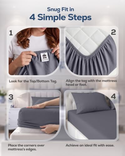 Utopia Bedding Pack of 2 Full Fitted Microfiber Sheets Up to 15 Inch Deep Pocket - Grey