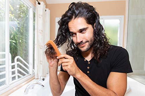 GranNaturals Wooden Comb with Handle - Anti-Static Hair & Beard Grooming Tool