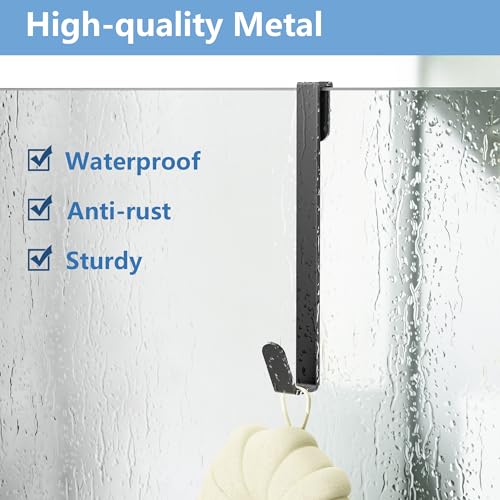 Chinpakden 3-Pack Shower Door Hooks for Frameless Glass, Black