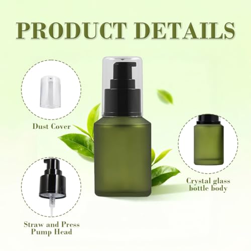 VASANA 60ml Refillable Frosted Glass Pump Bottle for Lotion & Cream