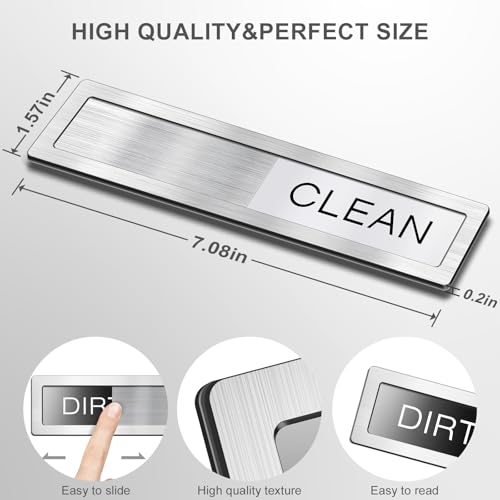Clean Dirty Dishwasher Magnet Sign - 7.08" x 1.57" Easy Slide