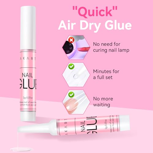 Makartt Nail Glue for Press-On Nails & Tips - 5x2g Air Dry Tubes